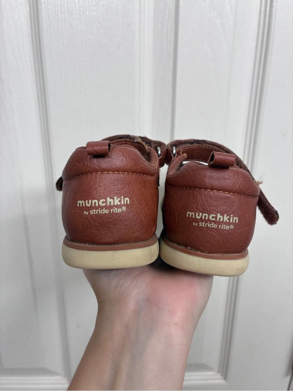 Stride Rite Cognac Brown Mary Jane Shoes with Hook-and-Loop Strap